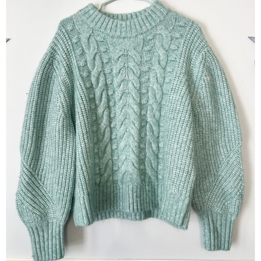 **3/$25**  A New Day - Super Soft Sweater with Balloon Sleeves, Light Green - XL